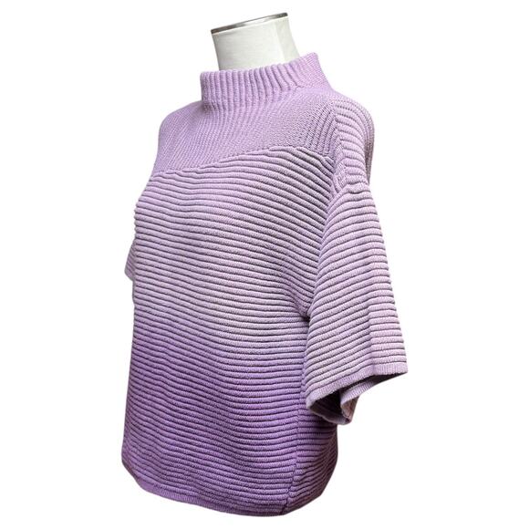 Chico's Short Sleeve Mock Neck Sweater Purple Ombre 1 / Medium - Picture 3 of 5